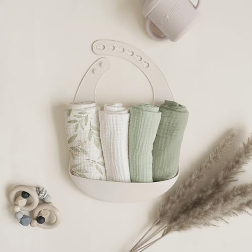 Image of Konssy Baby Muslin Washcloths 7-Pack, 100% Cotton Baby Bath Washcloths, Soft & Absorbent Wash Cloths and Burp Cloths for Newborn Kids Girls & Boys, 11x11 inches