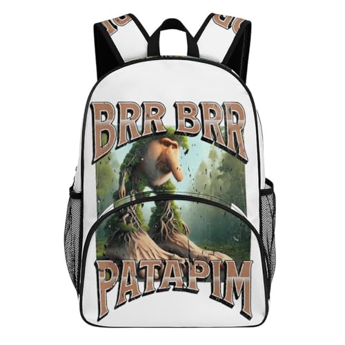 Brr-brr Patapim Merch Large Travel Backpack Italian-Brainrot Meme Waterproof Lightweight Daypack White 44x32x19cm