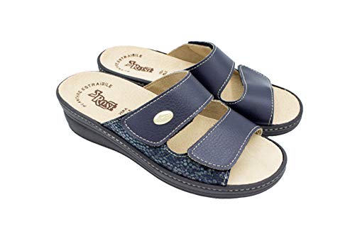 Regolabile con velcro 3 Rose Ciabatte Flavia Regolabile con Plantare Pelle Estraibile Art.180 (blu, numeric_38)