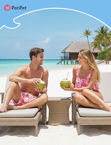 Image of PATPAT Family Matching Swimsuits Two Piece Hawaiian Tropical Beach Bikini and Swim Trunks Set Mommy and Me Bathing Suits