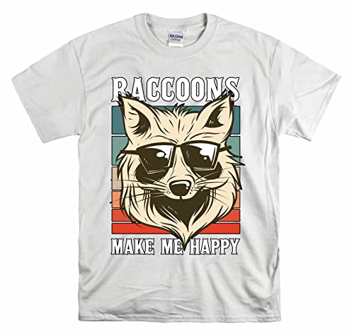 T-shirt Raccons Make Me Happy unisexe blanc en taille L pour homme et femme