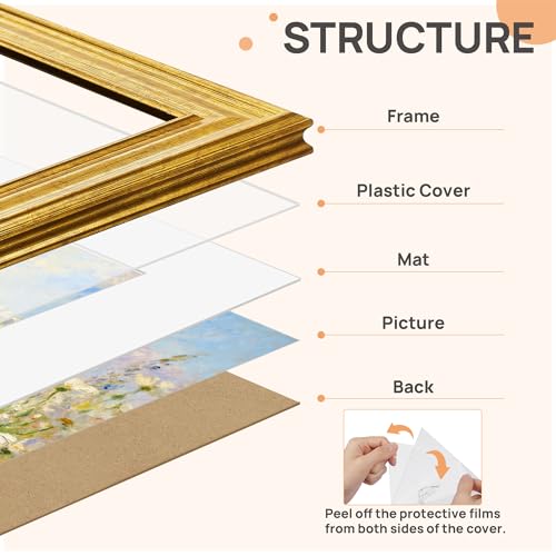 Image of upsimples 8x8 Picture Frame, Vintage Frames Decor, 1Pack Gold | Fit 4x4 and 8 x 8 Square Photo, Wall or Tabletop Display, Antique-style Decoration, Rustic Farmhouse Decor, For Weddings