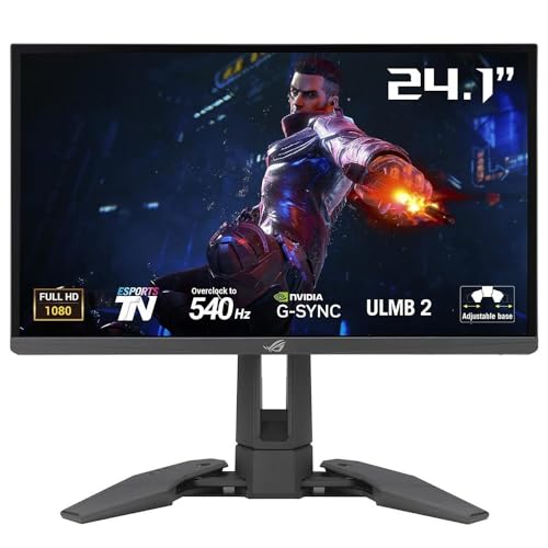 ASUS ROG Swift PG248QP - 24.1 Zoll Full HD Gaming Monitor - 540 Hz, 0.2ms GtG, G-Sync, Reflex, ULMB2, Aura-Sync, HDR 400 - Esports-TN Panel, 16:9, 1920x1080, DP 1.4 DSC, HDMI, USB-Hub, ergonomisch