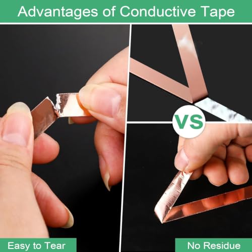 Image of 2Pcs Copper Tape Conductive for Wrapping & Ainsulating Wire | 2Size Double-Sided Conductive Copper Tape | Strong Adhesion & Shielding | Easy Cut & Flexible