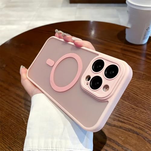Coque armure iPhone 15 Pro Max fine rose mate avec film de lentille
