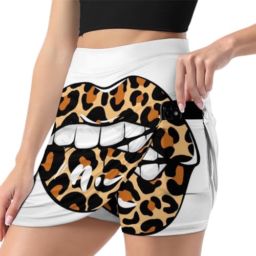 Skort de sport léopard pour femme évitant les frottements avec sa poche intégrée