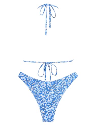 Image of ZAFUL Womens Halter Bikini Sets Triangle Bikinis High Cut Swimsuits 2 Piece Bathing Suits Sexy Swimwear