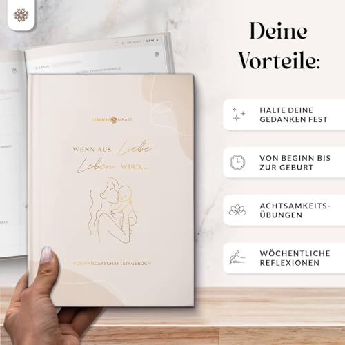 Lebenskompass® Schwangerschaftstagebuch "GLÜCK" Schwangerschaftsbuch für Erinnerungen… – Ansicht 3