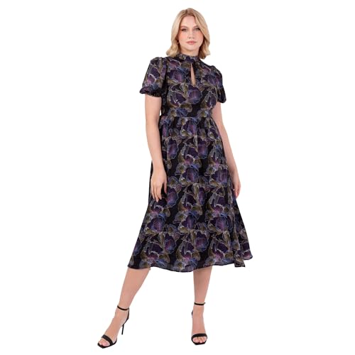 Robe midi fleurie col haut Lovedrobe pour femme chic