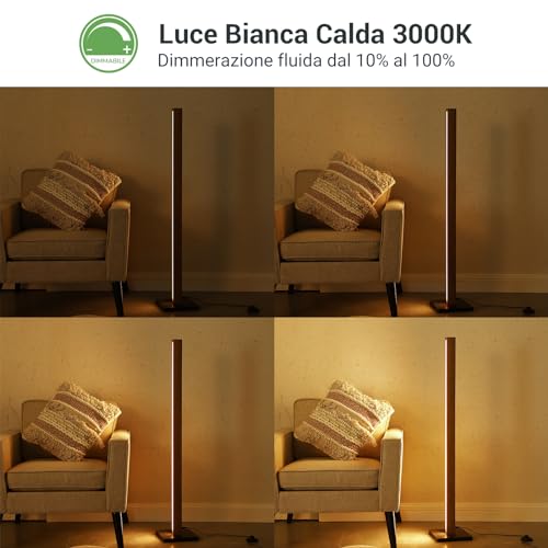 EDISHINE Lampada da Terra Legno, LED Lampada