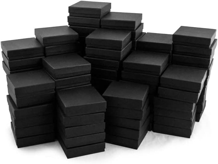 Matte Black Cotton Filled Jewelry Box #B33 (Case of 100)