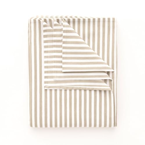 GAMUSI Tovaglia antimacchia rettangolare tessuto cotone impermeabile a righe lino, 160 x 100 cm - immagine 6