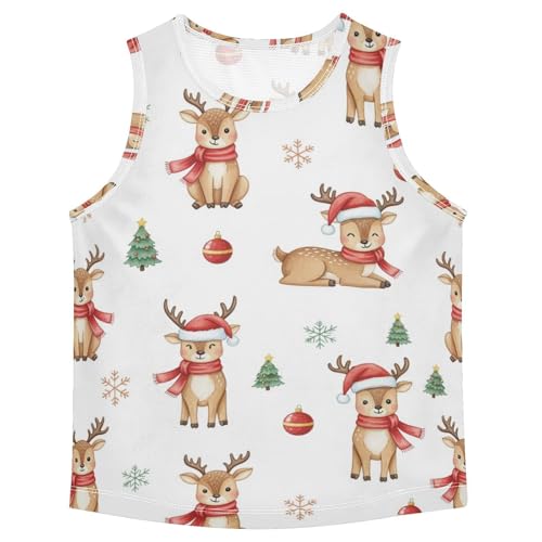 J JOYSAY Christmas Deer Snowflakes Boys Tank Top Sleeveless Muscle Shirts Quick Dry Active Sport Workout Kids T-Shirts 3-15T