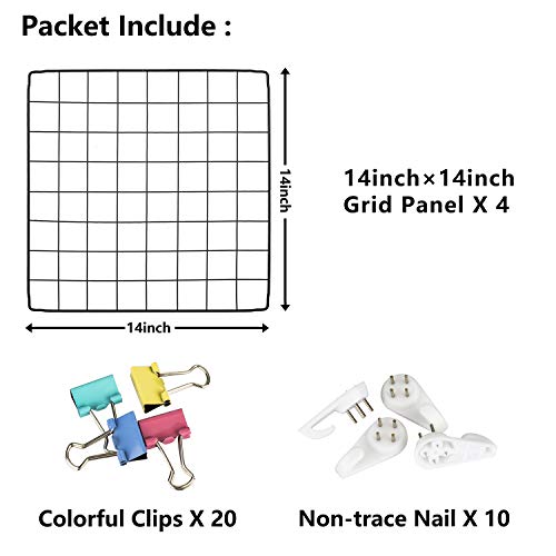 Devesanter Ds Grid Photo Wall Wire Grid Panel Picture Display Iron Decorative Rack Photograph Wall Ins Display Photo Wall 12X12 Inches Set Of 4 (Black) #TOP4