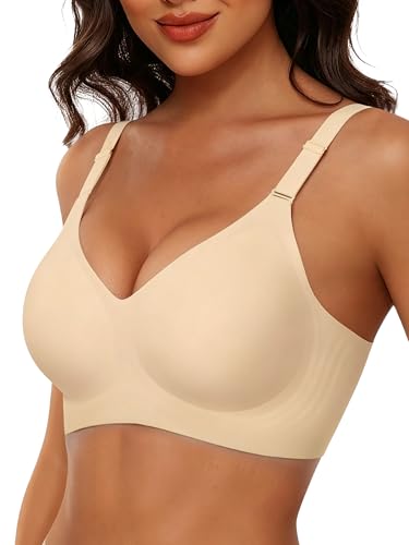 Image of Wireless Bras for Women Jelly No Underwire Push Up Seamless Comfort Full Coverage Supportive Soft Everyday Tshirt Bra