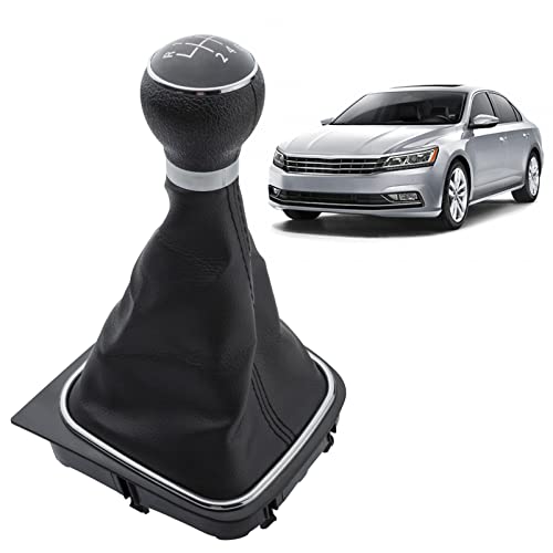 FanPaYY Pommeau de levier de vitesse à 6 vitesses compatible avec GOLF 5 6 JE-TTA 5 6 EOS SCI-ROCCO, cadre de bague de pommeau de levier de vitesse manuel chromé