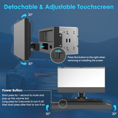 Carpuride Double Din Car Stereo with CarPlay and Android Auto Car Radio 10.1" HD Floating Touchscreen Car Audio Receivers with Bluetooth, EQ Subwoofer, Mirror Link, SWC, Backup Camera,AUX, AM/FM Radio by Carpuride - Image 8