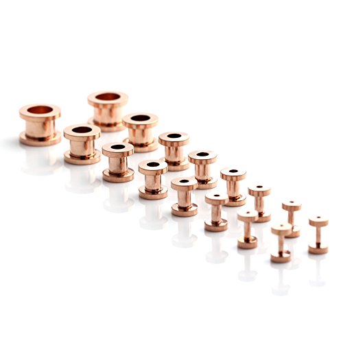 Ruifan Rose Gold Plated Ear Tunnels Kit