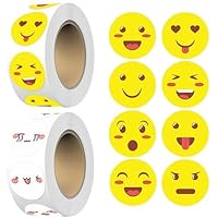 Smiley Face Sticker, 2 Rolls 1000 PCS Motivational Encouraging Well Done Happy Face Emoji Reward Stickers, Labels Scrapbook Potty Training Teachers Stickers