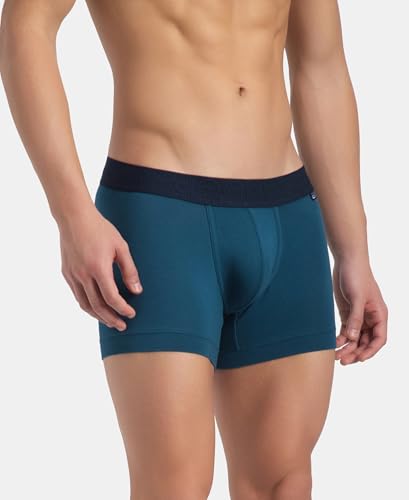 Image of Jockey US60 Men's Super Combed Cotton Elastane Stretch Solid Trunk with Ultrasoft Waistband