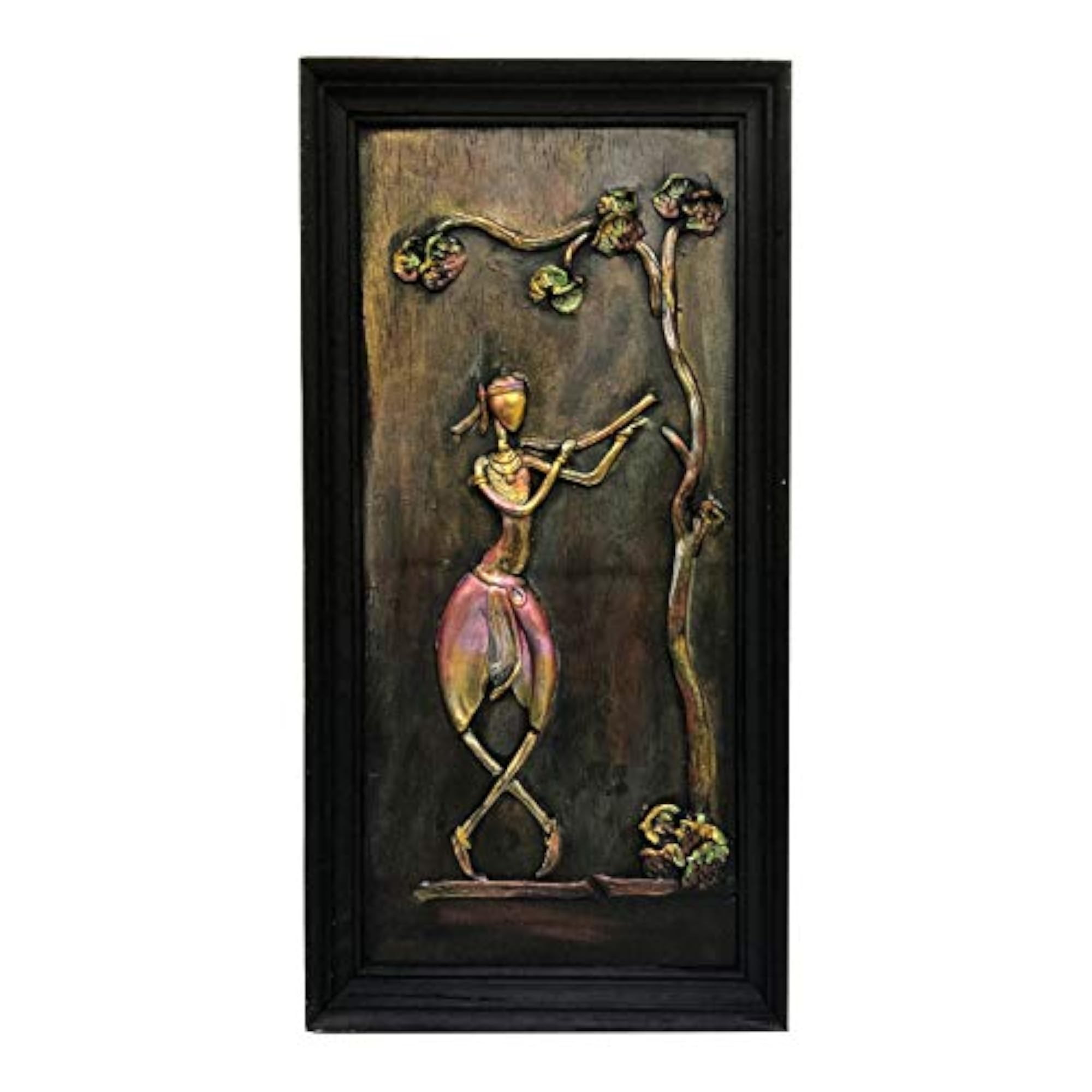 Handcrafted Tribal Art Krishna Playing Flute Wall Hanging