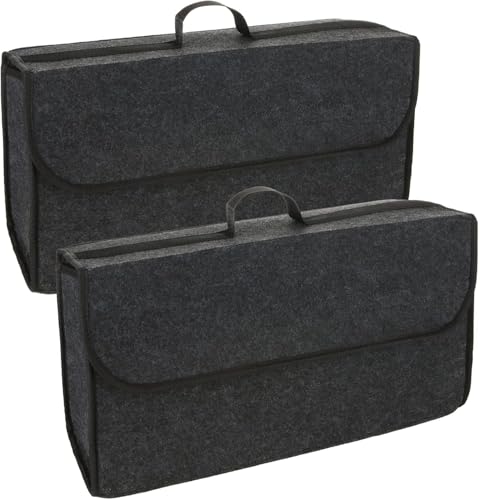 Image of JVCV Felt 2 PACK - Car Trunk Boot Organizer, Car Storage and Organizer Anti Slip Car Accessories Organizer for Car, Suv, Sedan, Truck, Minivan Anti Slip Bottom (Large), Automobiles, Grey