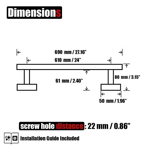 Jqk Chrome Towel Bar, 24 Inch 304 Stainless Steel Thicken 0.8Mm Towel Rack Bathroom, Towel Holder Polished Finished Wall Mount, Total Length 27 Inch, Tb110L24-Ch #TOP1