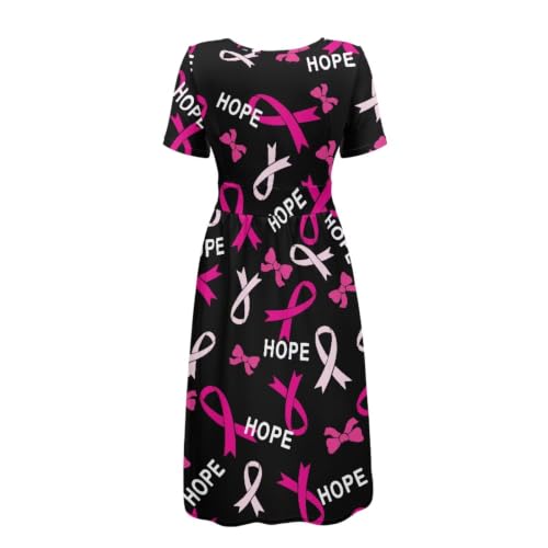 Image of Women's Summer Dresses Short Sleeve Formal Dresses with Pockets | Lightweight polyester fabric delivers cool airflow during hot summer outdoor activities