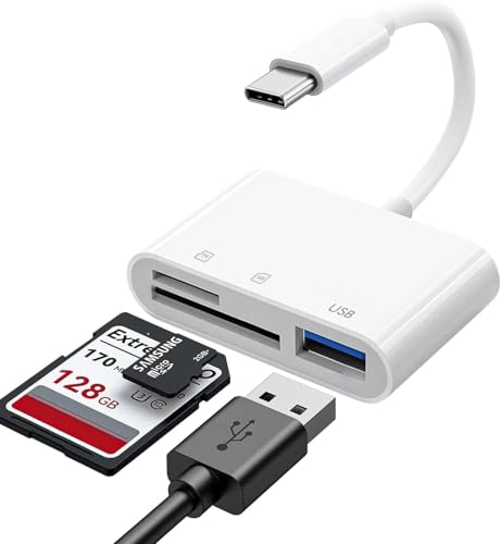 Lector de tarjetas SD USB C, lector de tarjetas de memoria USB C, adaptador micro SD a tipo C para SDHC SDXC TF MicroSD compatible con iPhone 17 16 Plus Pro Max Mac MacBook Air iPad iMac, Galaxy S24