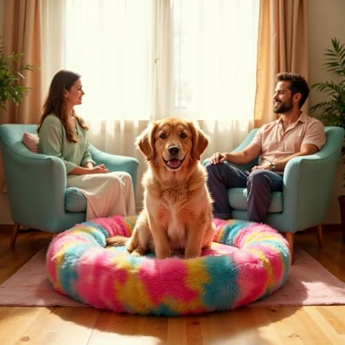 Image of ZEXSAZONE Summer Comfortable Durable Both Sides Usable & Washable Pet Bed | Cat Bed | Puppy Bed | Dog Bed | Medium Dog Bed for Cats & Puppies (Rainbow, Medium 70 x 70 x 15 cm)