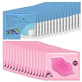 Felico 30 Pairs Lip Mask Under Eye Masks Patches, Crystal Collagen Hydrating Moisturizing Smoothing Lips Gel Pads for Puffy Eyes Bags,Dark Circles,Puffiness,Fine Lines,Wrinkles,Anti-Aging Blueberry