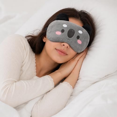 Image of Jenna Koala Sleep Eye Mask for Men & Women | Soft Plush Fabric | Adjustable Strap | Light Blocking Comfortable Eye Cover for Travel (Pack of 1)