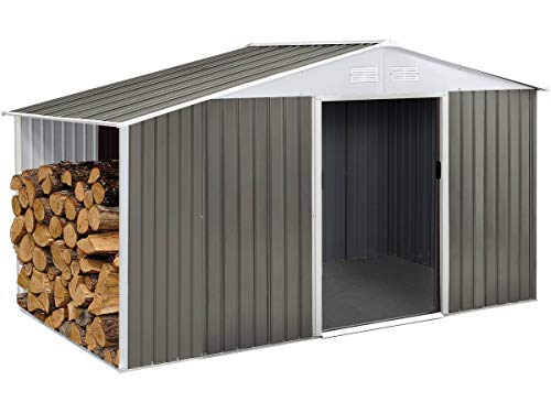 Abri de Jardin métal Dallas 5,29 m² avec abri bûche