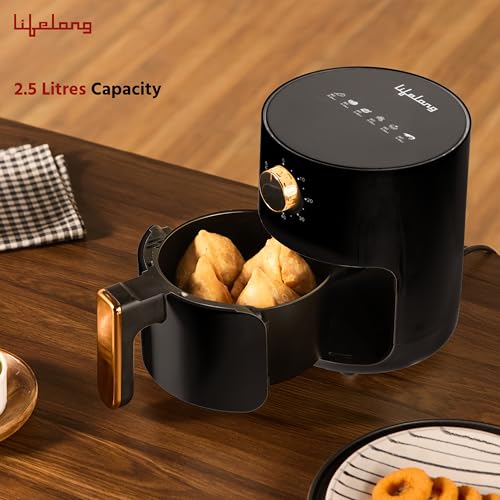 Lifelong 2.5L Air Fryer For Home-800W Small Airfryer Machine To Fry,Bake&Roast With Timer Control-Oil Free Fryer Machine-Electric Air-Fryer With 360° Hot Air Circulation Technology (Llhf26),Black view 2