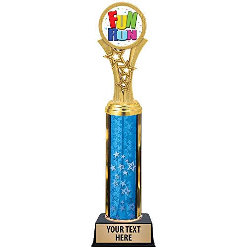 Fun Run Trophies, 11" Blue Stars Fun Run Trophy Award, Free Engraving