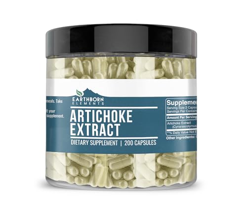 Earthborn Elements Artichoke Extract 200 Capsules, Pure & Undiluted, No Additives