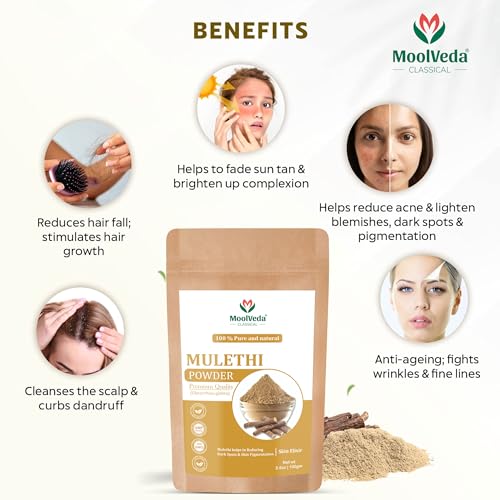 Image of Mulethi (Licorice) Powder | Pure & Natural Powder for Skin, Body & Hair Care | 100 g