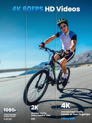 Image of AKEEYO-710Pro EIS Bike Camera, 4K28FPS 20MP WiFi Action Camera with IP66 Ultra HD Waterproof Camera, 142 Wide Angle View with 64GB Card, Upgrade Anti-Shake Function with Night Vision,G-Sensor,GPS