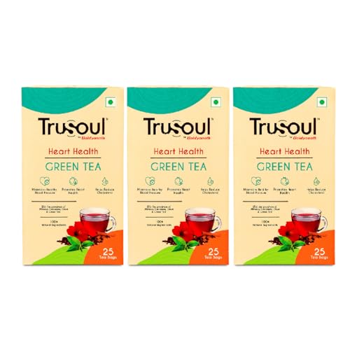Image of Baidyanath Natural Herbal Heart and Health Green Tea - 25 Bags | Enriched with the goodness of Hibiscus, Cinnamon, Clove - Maintains Healthy Heart and Metabolism (Pack of 3)