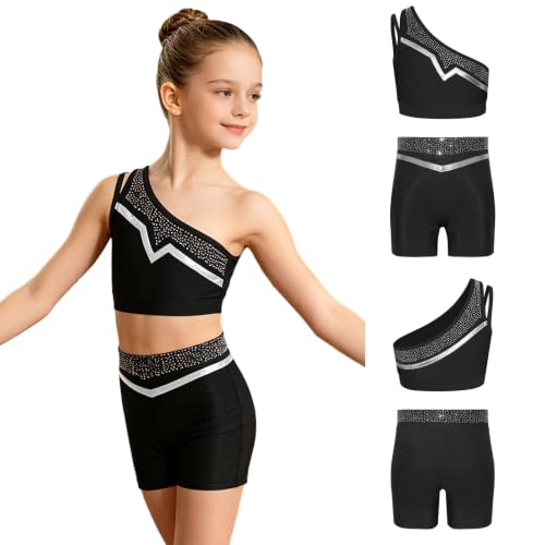 Conjunto de baile elástico iiniim para niñas de 13-14 años ropa cómoda de danza 3