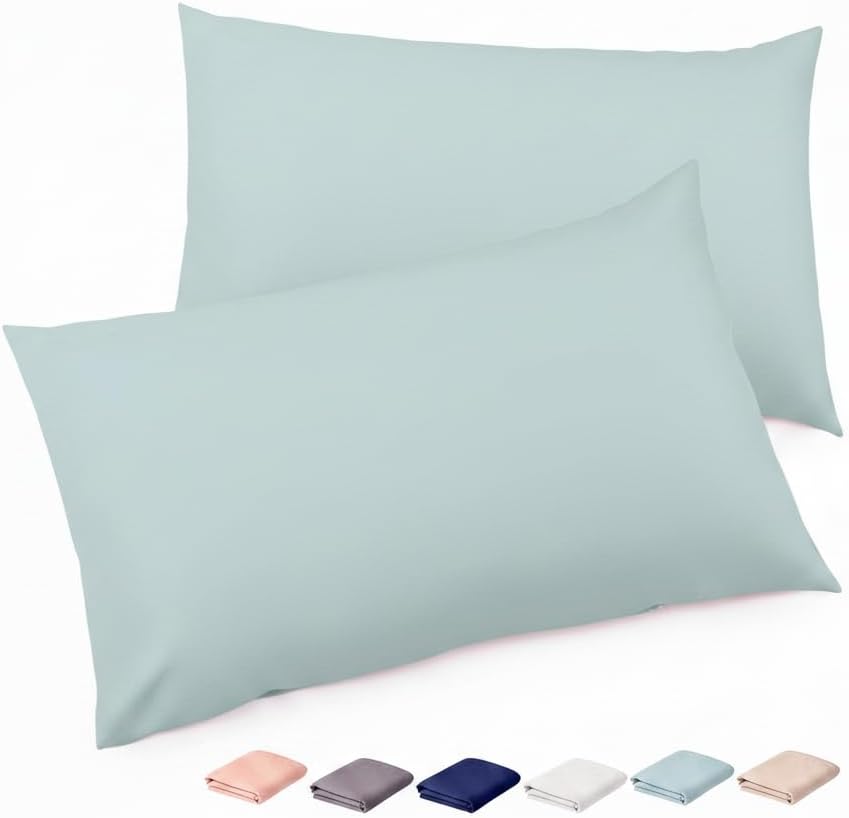 Brushed Microfiber Pillow Cases Standard Size Pillow Case-Envelope Closure Pillowcases Standard Set of 2,Cooling & Moisture Wicking,Wrinkle Resistant Bed Pillowcases 20" X 26" (Standard,White)