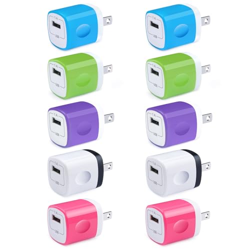 USB Charger Plug,Fast Charging Block,1A USB Cube 10Pack Wall Outlet Adapter Compatible iPhone 14/13 Pro Max/12/11/X/SE/8, Samsung Galaxy S23 Ultra/A14 5G/A13/S21 FE/Z Fold4/A23/A04S/A03S,Pixel 7 Pro/6