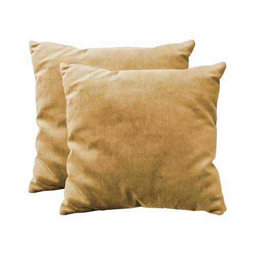 Image of R home Velvet Cushion Cover | Pack of 2 | for Sofa, Bed, Car, Living Room & Chair | Decorative Throw Reversible Cushion Covers (2, Mustard, 18 X 18 INCH)