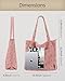 Prite Corduroy Tote Bag for Women Large Shoulder Bag with Zipper and Pockets for College Work Travel Shopping(Strawberry Pink)
