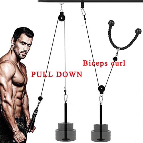 ANMKOT Pulley System Gym,LAT Pull Downs Arm Strength Training Weight Triceps Rope with Loading pin Pulley Cable Machine Attachment Pulley System for Home Gym Workout Equipment