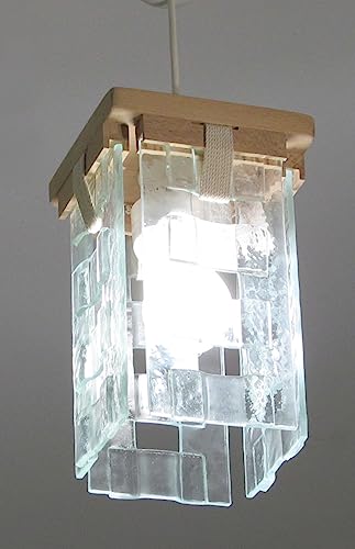 Suspension d'éclairage en bois contre la lumière agressive : luminaire en verre fusionné