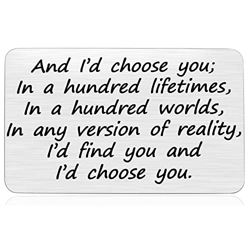 Valentine's Day Engraved Wallet Card Idea for Him, Romantic Anniversary Card Gift for Boyfriend Husband from Girlfriend Wife, Engagement Wedding Present for Fiance Groom