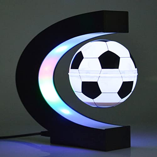Gugxiom Magnetic Levitation Soccer Ball, Levitating Ball with C Shaped Shelf, Levitating Display Soccer with LED Lights for Men's Gift, Cool Decor (US Plug)