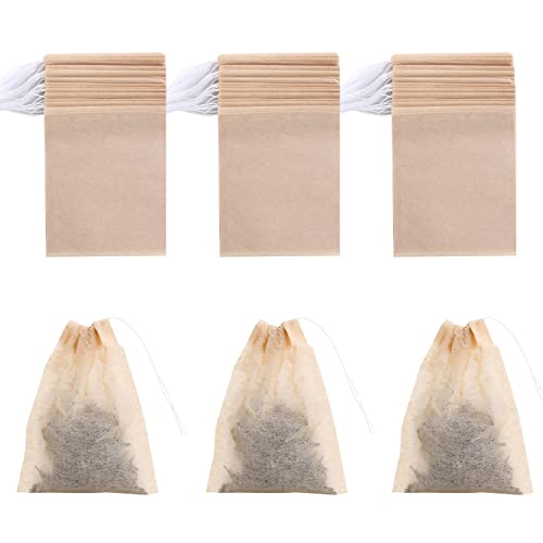 400 Pack Disposable Drawstring Tea Filter Bags, 8 x 10cm Natural Color