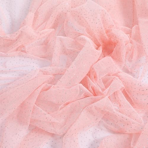 Rouleaux de tulle à paillettes pour tutu, voile de mariée, arche de mariage, décoration de fête - 160 x 200 cm de large - Rose clair